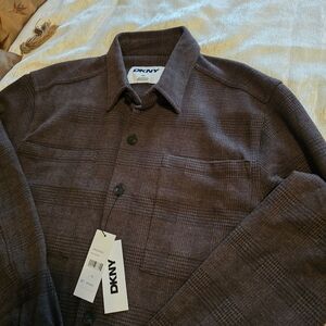 DKNY Men's Brown Plaid Overshirt